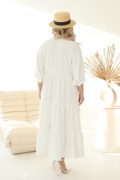 Длинное белое платье с рукавом три четверти Wisell(фото4)